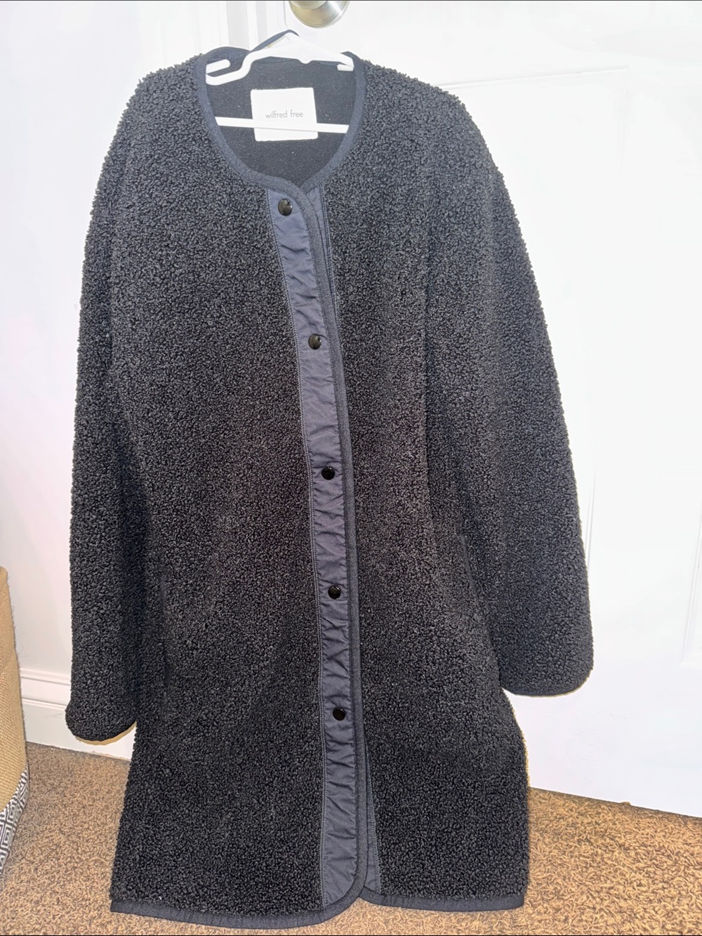Wilfred Black Teddy Jacket with Snap Front